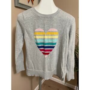 TIME And TRU Heart Sweater Womens Size Large Soft Cotton Knit Crew Neck